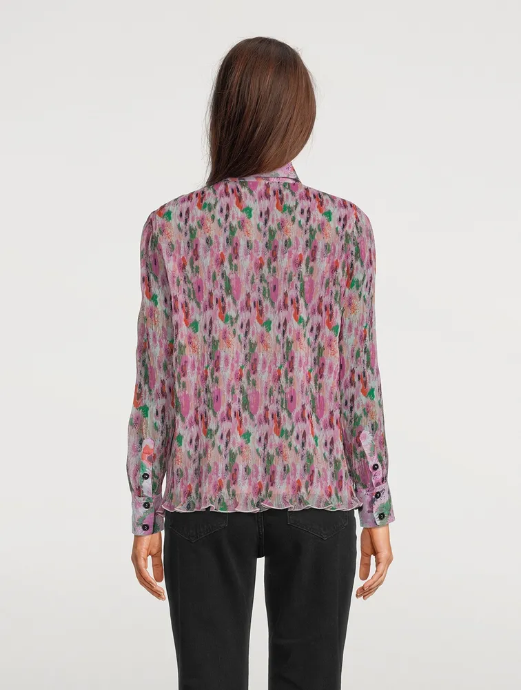 Pleated Georgette Blouse Floral Print