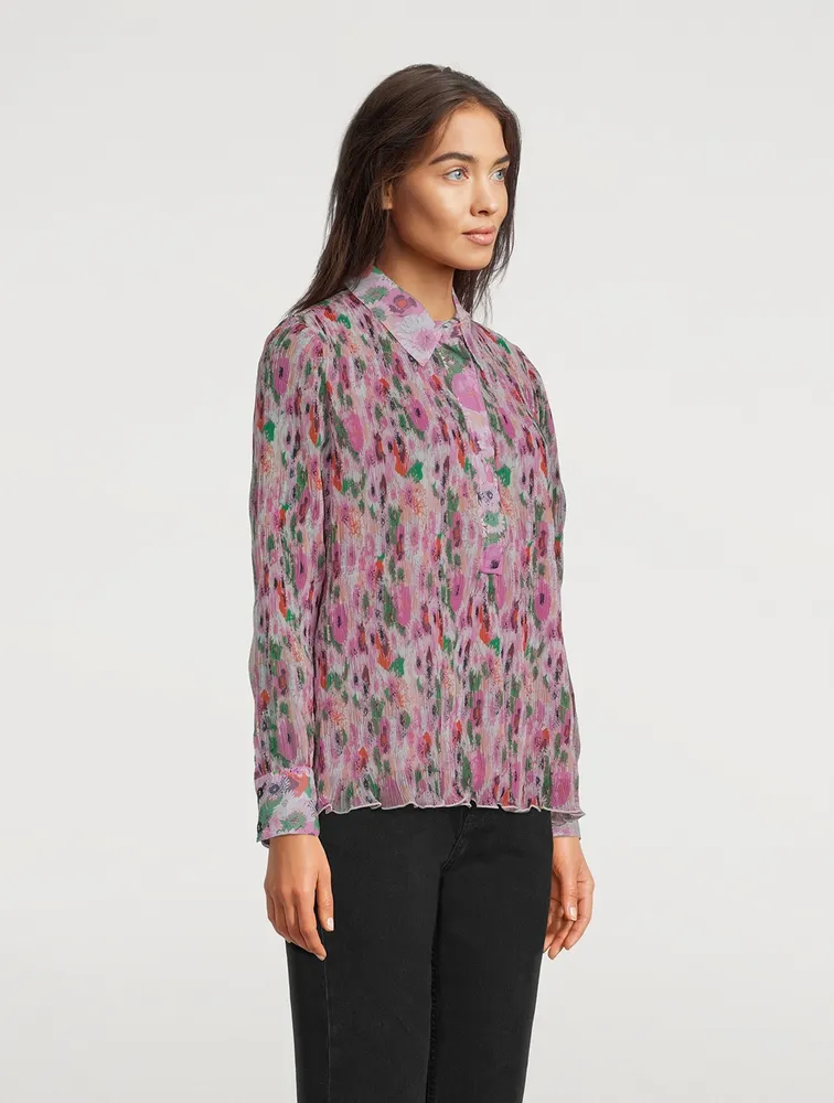 Pleated Georgette Blouse Floral Print