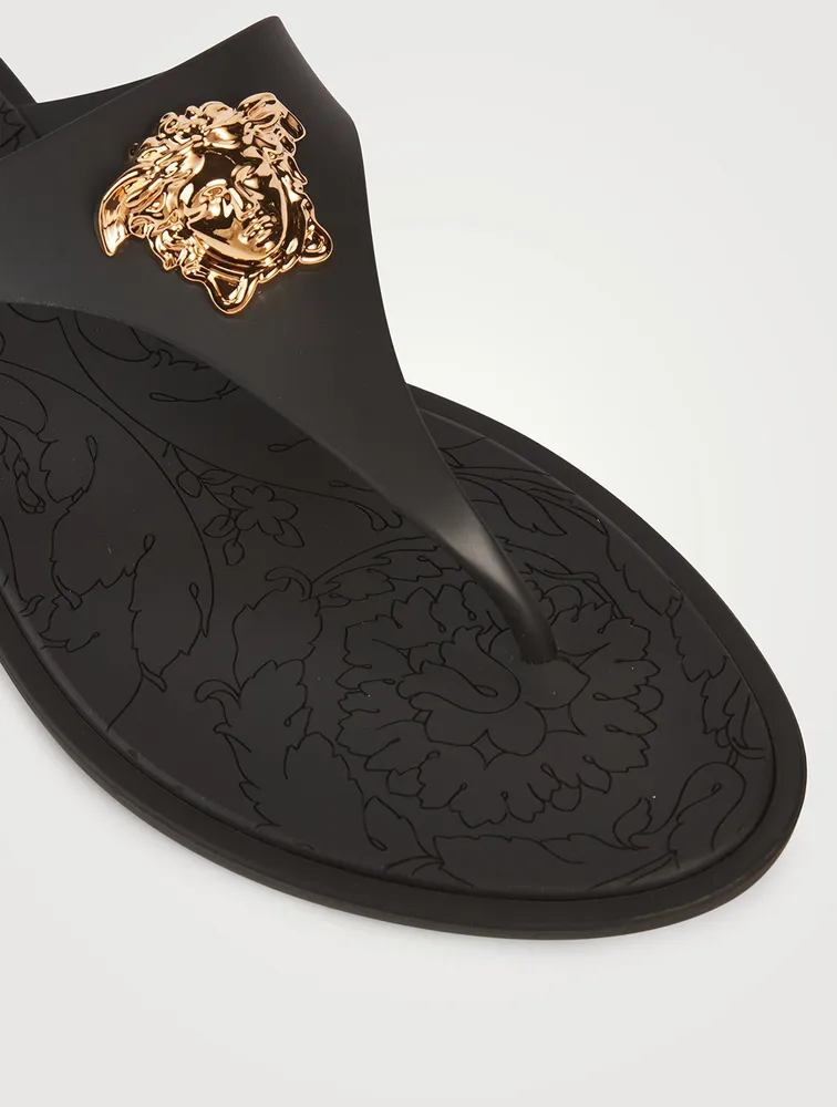 Medusa PVC and leather sandals in black - Versace