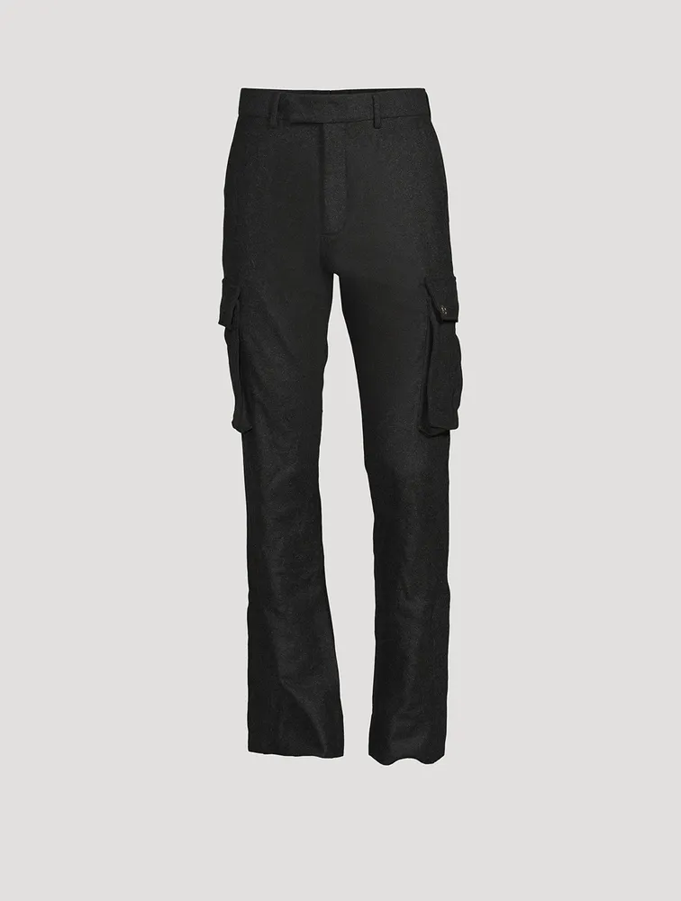 Wool Flared Cargo Pants