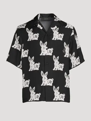 Lunar New Year Rabbit Silk Bowling Shirt
