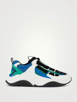 Bone Mesh And Suede Runner Sneakers
