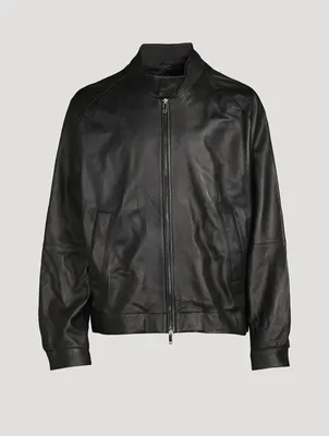 Barnes Leather Zip Bomber Jacket