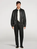 Barnes Leather Zip Bomber Jacket
