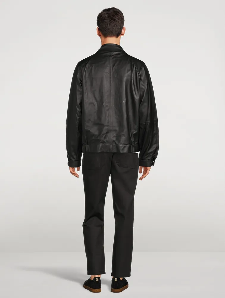 Barnes Leather Zip Bomber Jacket