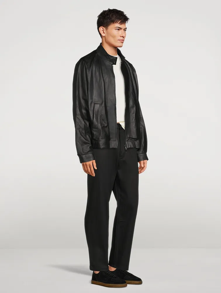 Barnes Leather Zip Bomber Jacket