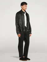 Barnes Leather Zip Bomber Jacket
