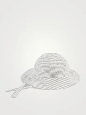 Seersucker Floppy Sun Hat Striped Print