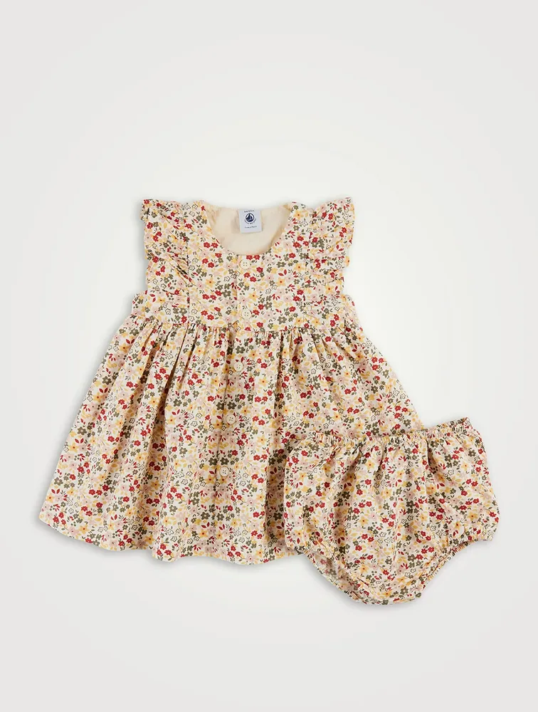 Cotton Printed Sleeveless Dress With Bloomers