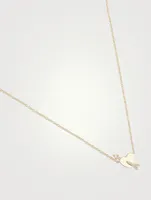 14K White Gold Heart And Diamond Arrow Necklace