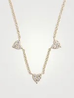 14K Gold Triple Full Cut Diamond Heart Necklace