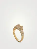 14K Gold Diamond Heart Signet Ring