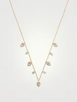 14K Gold Ultimate Teardrop Necklace With White Quartz And Diamonds