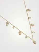 14K Gold Ultimate Teardrop Necklace With White Quartz And Diamonds