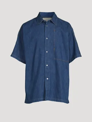 Cotton And Linen Denim Short-Sleeve Shirt