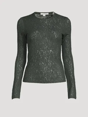 Wool-Blend Lace Fitted Shirt