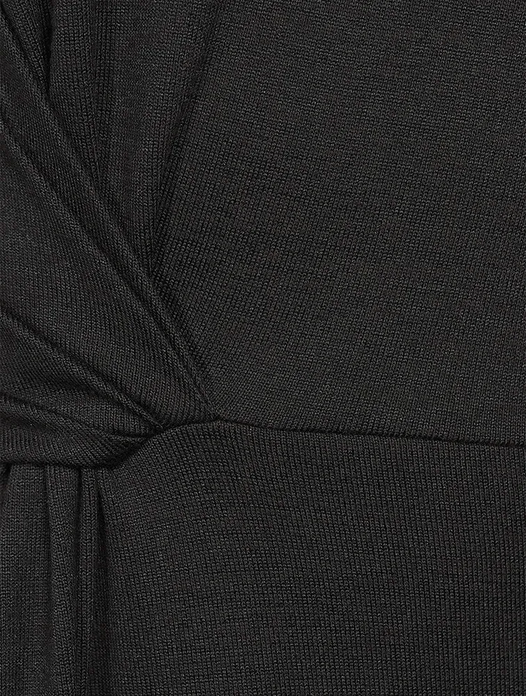 Side Twist Long-Sleeve Midi Dress