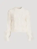 Wool And Cashmere Cable-Knit Sweater With Feathers
