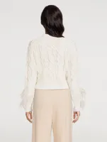 Wool And Cashmere Cable-Knit Sweater With Feathers