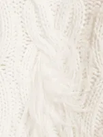 Wool And Cashmere Cable-Knit Sweater With Feathers