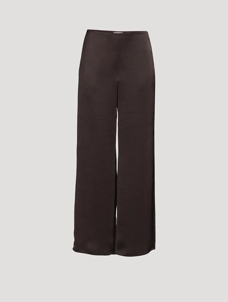 Satin Flared High-Waisted Pants