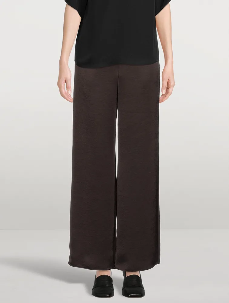 Satin Flared High-Waisted Pants