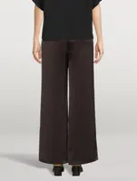 Satin Flared High-Waisted Pants