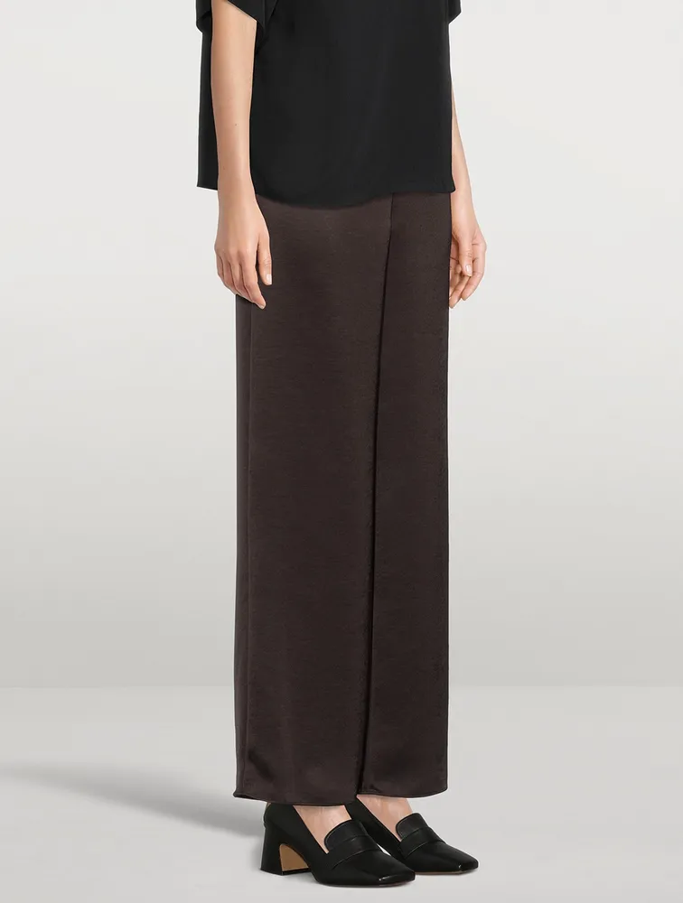 Satin Flared High-Waisted Pants