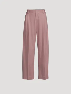 Wide-Leg Pleated Trousers