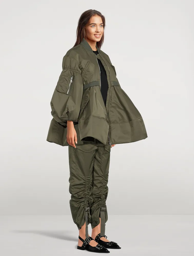 Puff-Sleeve Bomber Coat