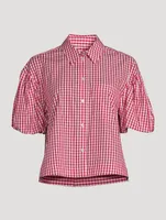 Puff-Sleeve Shirt Gingham Print