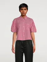 Puff-Sleeve Shirt Gingham Print