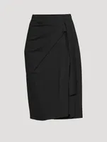 Draped Jersey Midi Skirt