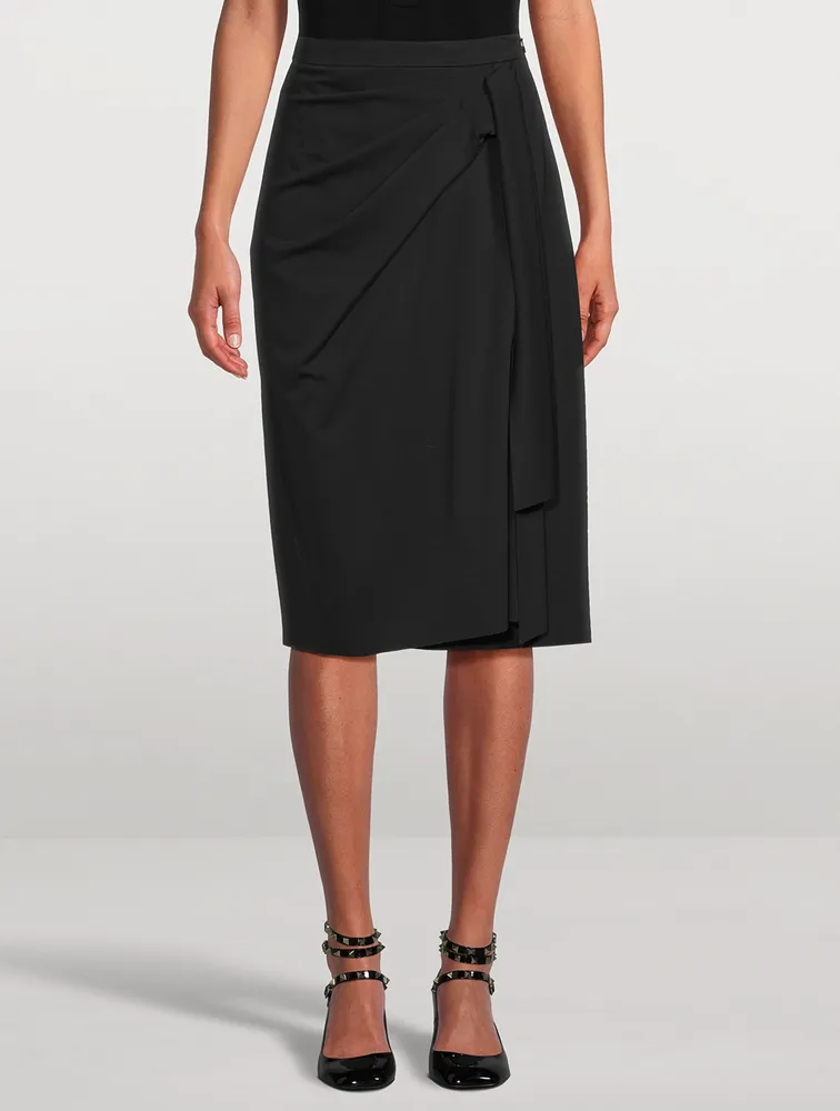 Draped Jersey Midi Skirt