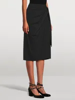 Draped Jersey Midi Skirt