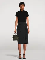 Draped Jersey Midi Skirt