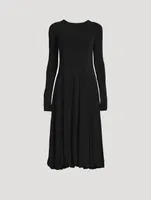 Long-Sleeve Open-Back Midi Dress