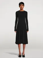 Long-Sleeve Open-Back Midi Dress