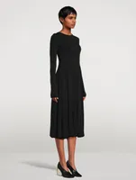 Long-Sleeve Open-Back Midi Dress