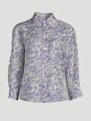 Silk-Blend Shirt Floral Print
