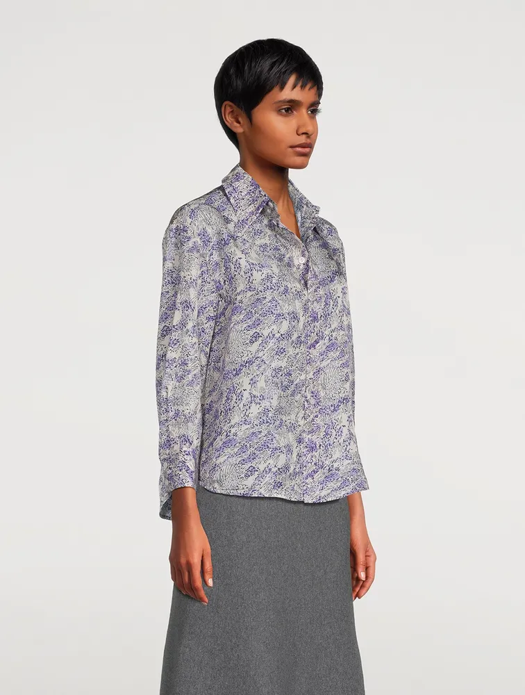 Silk-Blend Shirt Floral Print