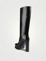 Leather Platform Knee-High Boots
