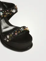 Crystal-Embroidered Satin Platform Mules