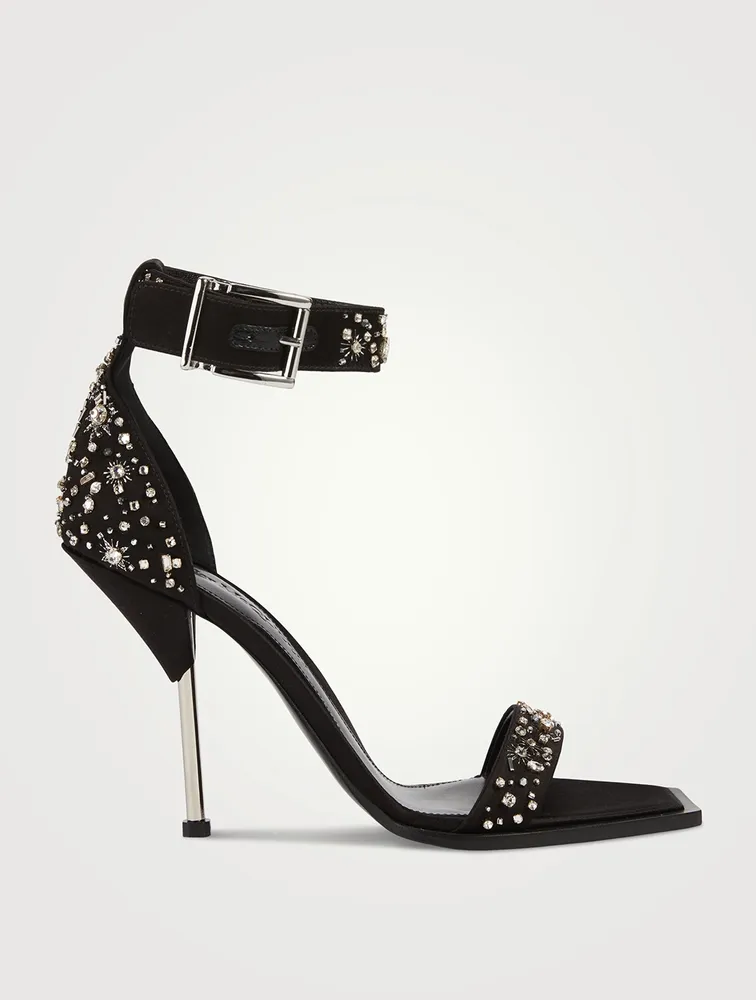 Pin Comet Embroidered Satin Sandals