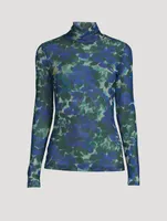 Heyser Mesh Jersey Turtleneck Floral Print