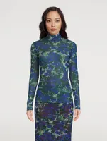 Heyser Mesh Jersey Turtleneck Floral Print