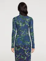 Heyser Mesh Jersey Turtleneck Floral Print