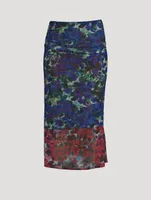 Hemoa Mesh Jersey Midi Skirt Floral Print