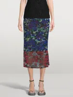 Hemoa Mesh Jersey Midi Skirt Floral Print