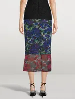 Hemoa Mesh Jersey Midi Skirt Floral Print